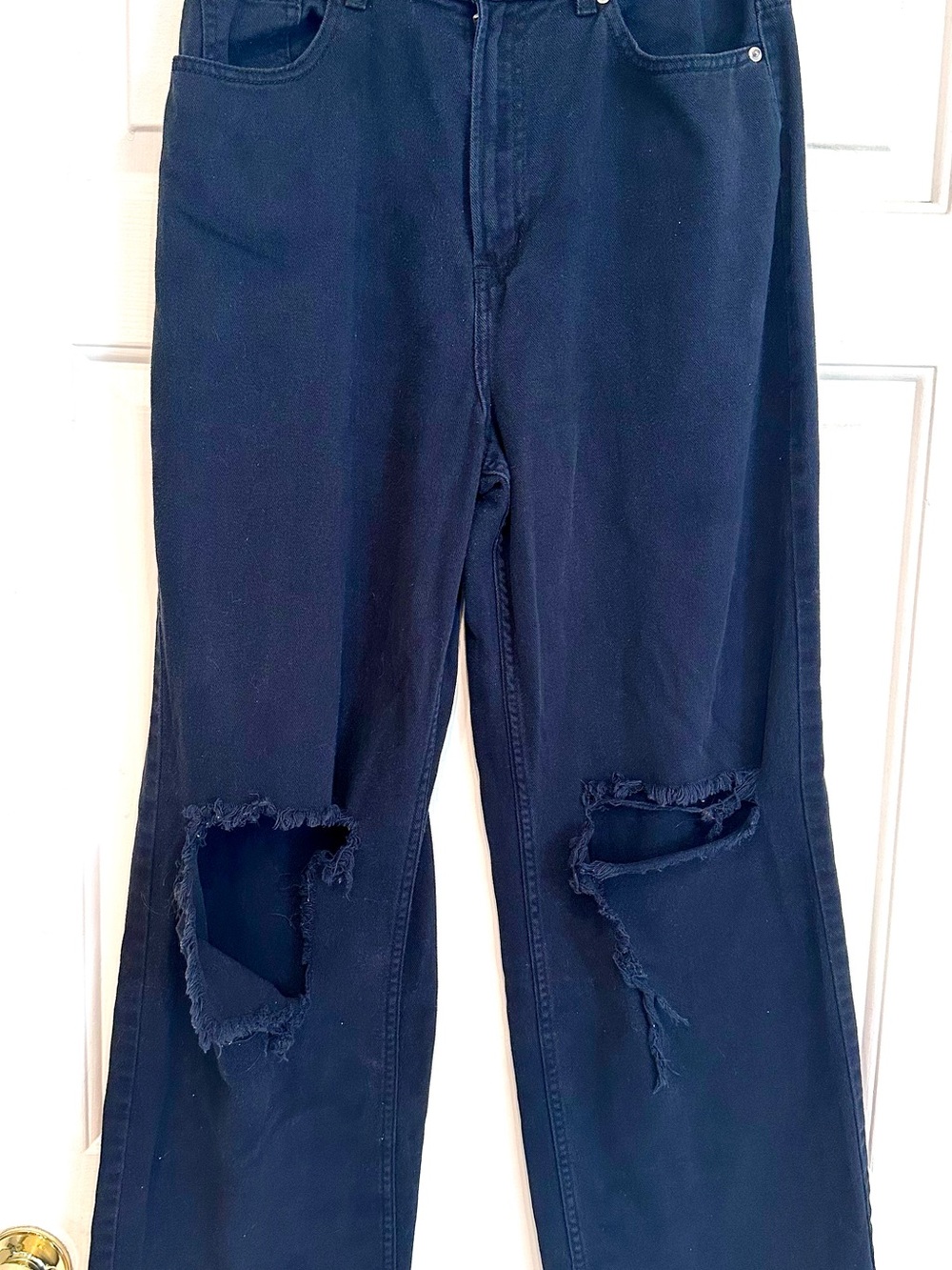 H&M Divided Black Distressed Baggy Jeans – Size 8 100% Cotton